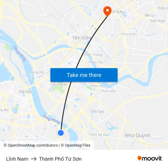 Lĩnh Nam to Thành Phố Từ Sơn map