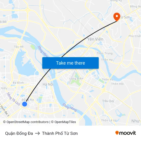 Quận Đống Đa to Thành Phố Từ Sơn map