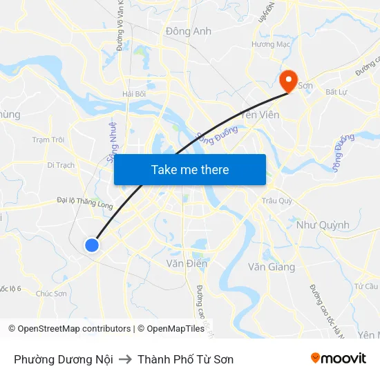 Phường Dương Nội to Thành Phố Từ Sơn map