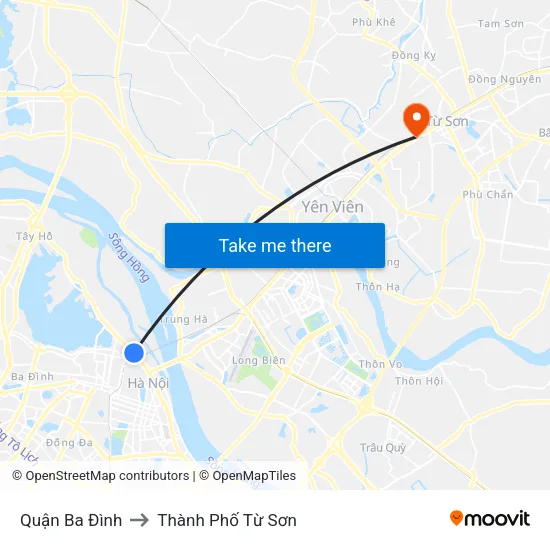 Quận Ba Đình to Thành Phố Từ Sơn map