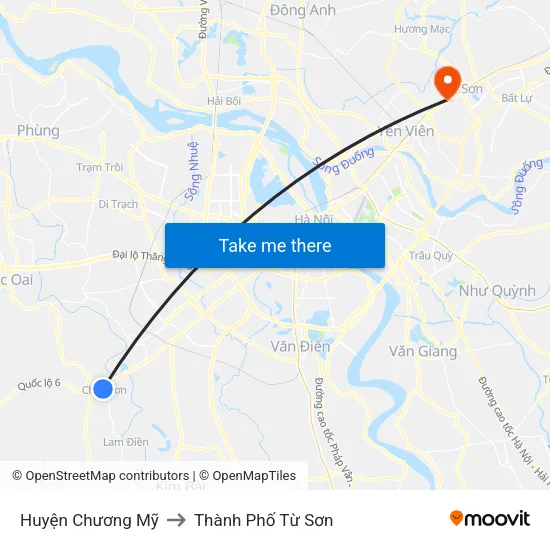 Huyện Chương Mỹ to Thành Phố Từ Sơn map