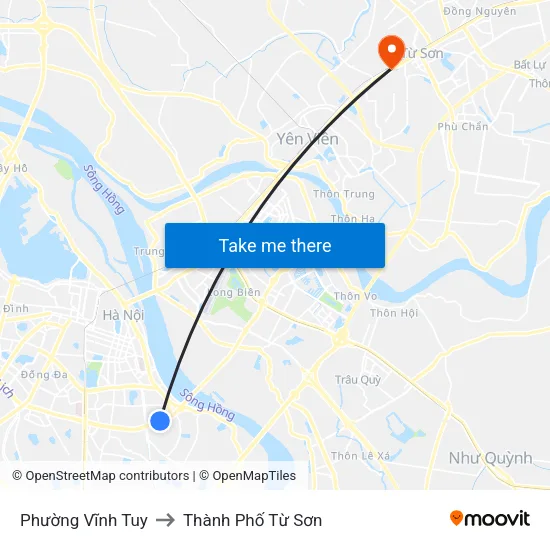 Phường Vĩnh Tuy to Thành Phố Từ Sơn map