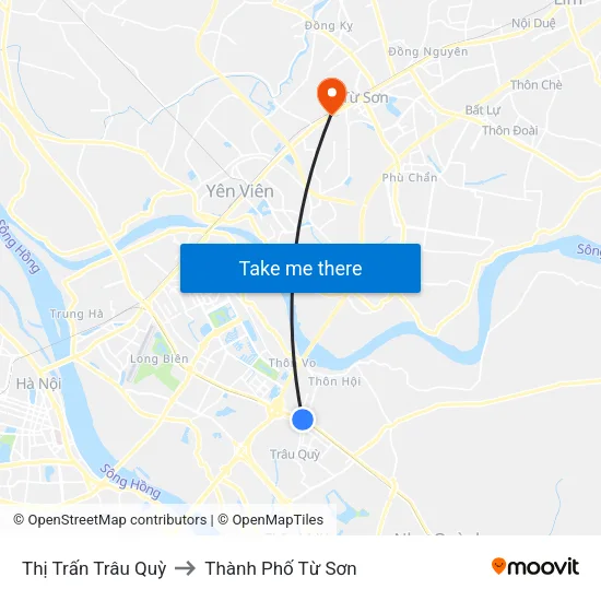 Thị Trấn Trâu Quỳ to Thành Phố Từ Sơn map