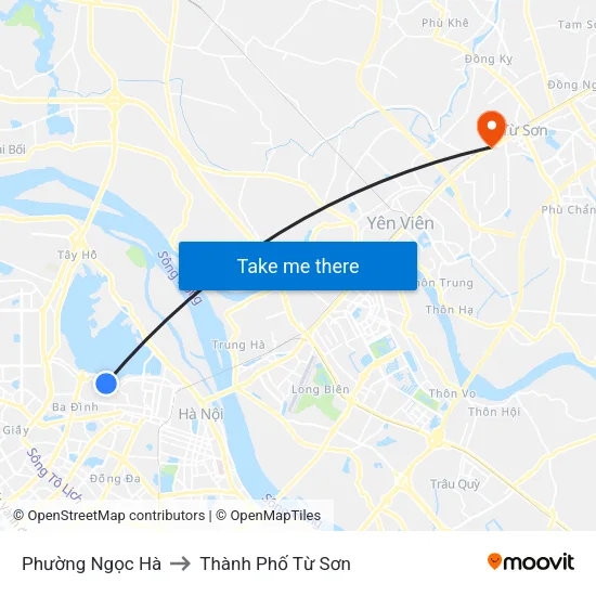 Phường Ngọc Hà to Thành Phố Từ Sơn map
