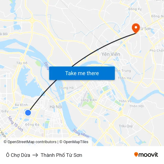 Ô Chợ Dừa to Thành Phố Từ Sơn map