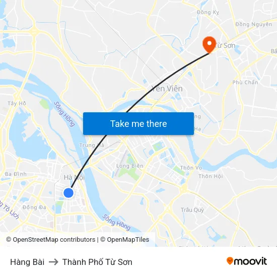 Hàng Bài to Thành Phố Từ Sơn map