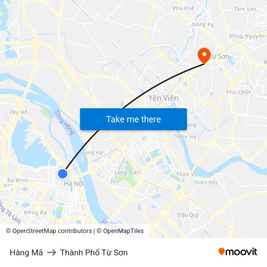 Hàng Mã to Thành Phố Từ Sơn map