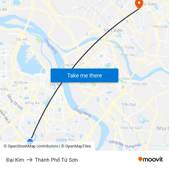 Đại Kim to Thành Phố Từ Sơn map