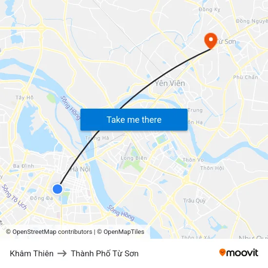Khâm Thiên to Thành Phố Từ Sơn map
