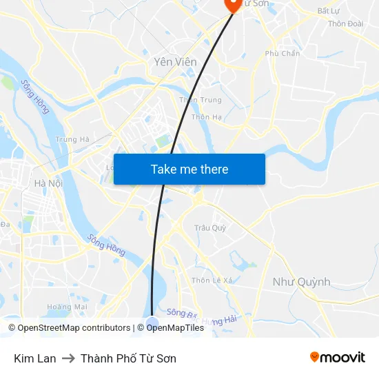 Kim Lan to Thành Phố Từ Sơn map