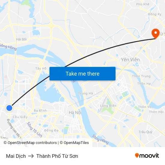 Mai Dịch to Thành Phố Từ Sơn map