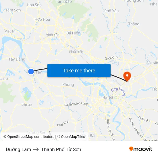 Đường Lâm to Thành Phố Từ Sơn map