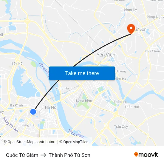 Quốc Tử Giám to Thành Phố Từ Sơn map