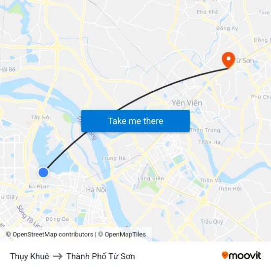 Thụy Khuê to Thành Phố Từ Sơn map