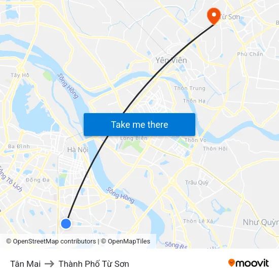 Tân Mai to Thành Phố Từ Sơn map