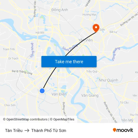 Tân Triều to Thành Phố Từ Sơn map