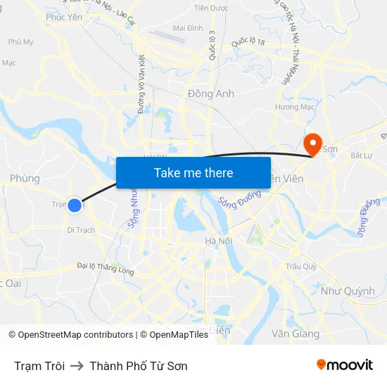 Trạm Trôi to Thành Phố Từ Sơn map