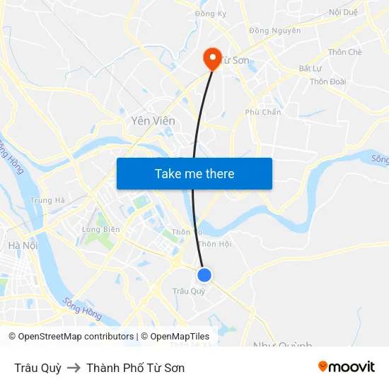 Trâu Quỳ to Thành Phố Từ Sơn map