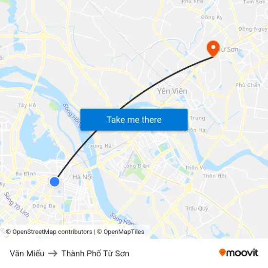 Văn Miếu to Thành Phố Từ Sơn map