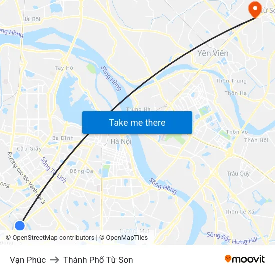 Vạn Phúc to Thành Phố Từ Sơn map
