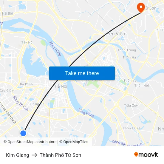 Kim Giang to Thành Phố Từ Sơn map
