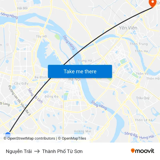 Nguyễn Trãi to Thành Phố Từ Sơn map