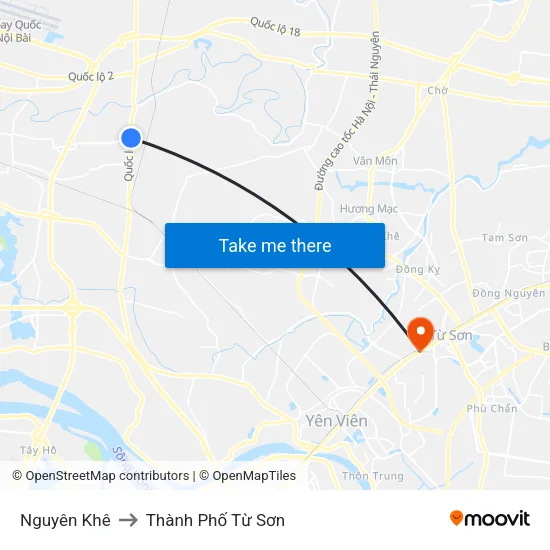 Nguyên Khê to Thành Phố Từ Sơn map