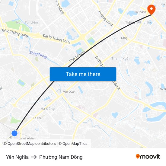 Yên Nghĩa to Phường Nam Đồng map