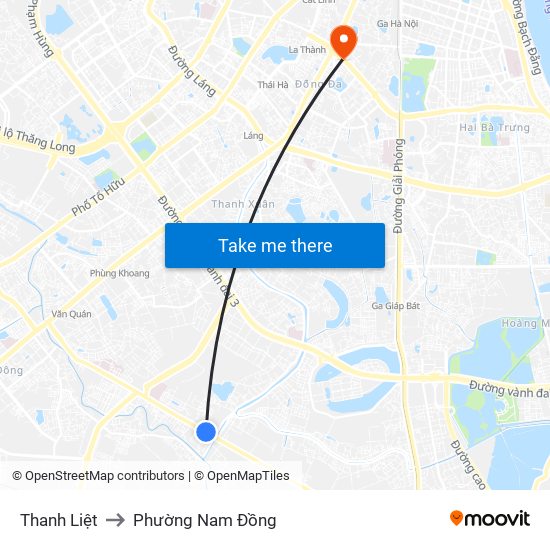 Thanh Liệt to Phường Nam Đồng map