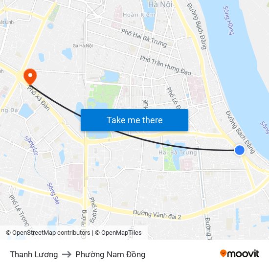 Thanh Lương to Phường Nam Đồng map