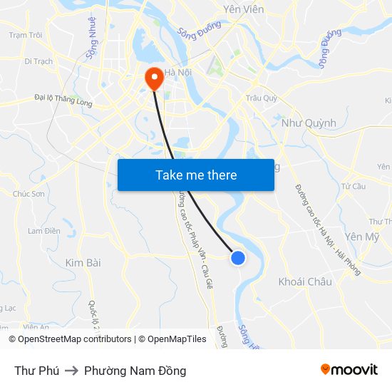 Thư Phú to Phường Nam Đồng map
