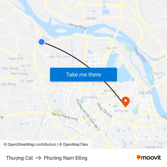 Thượng Cát to Phường Nam Đồng map
