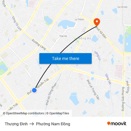 Thượng Đình to Phường Nam Đồng map