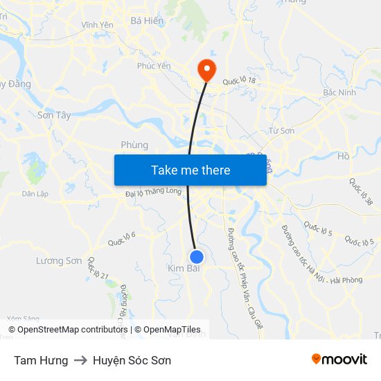 Tam Hưng to Huyện Sóc Sơn map