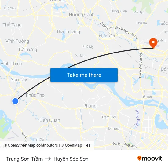 Trung Sơn Trầm to Huyện Sóc Sơn map