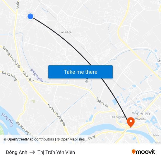 Đông Anh to Thị Trấn Yên Viên map