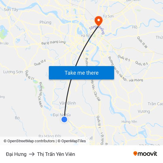 Đại Hưng to Thị Trấn Yên Viên map