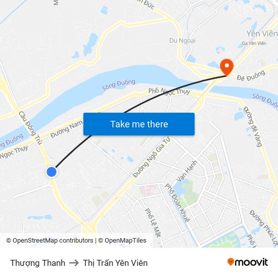 Thượng Thanh to Thị Trấn Yên Viên map
