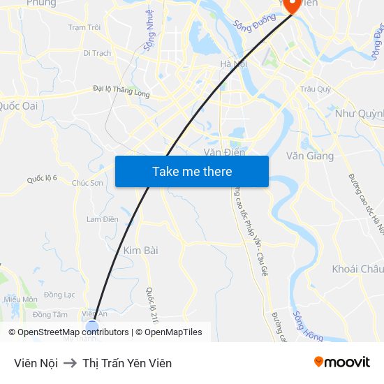 Viên Nội to Thị Trấn Yên Viên map