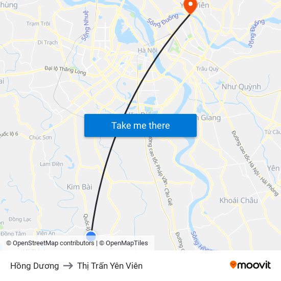 Hồng Dương to Thị Trấn Yên Viên map