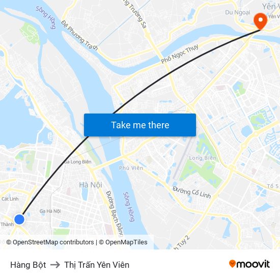 Hàng Bột to Thị Trấn Yên Viên map