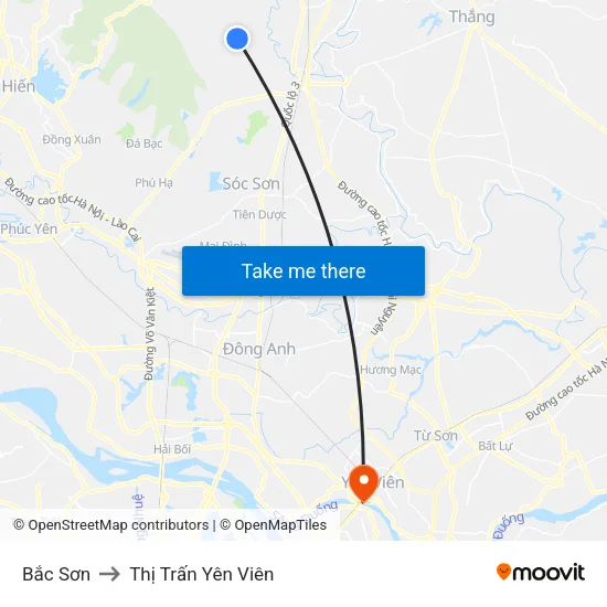 Bắc Sơn to Thị Trấn Yên Viên map