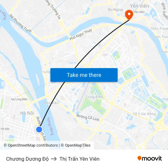 Chương Dương Độ to Thị Trấn Yên Viên map