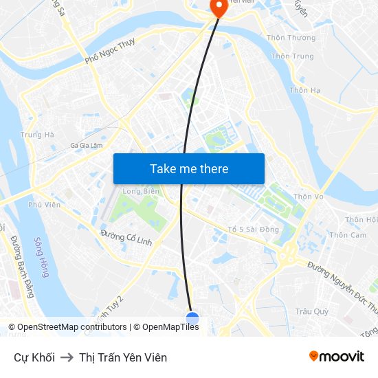 Cự Khối to Thị Trấn Yên Viên map