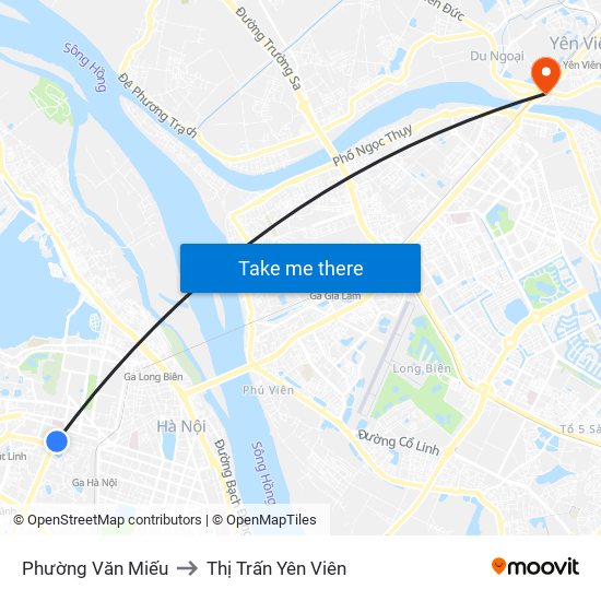 Phường Văn Miếu to Thị Trấn Yên Viên map