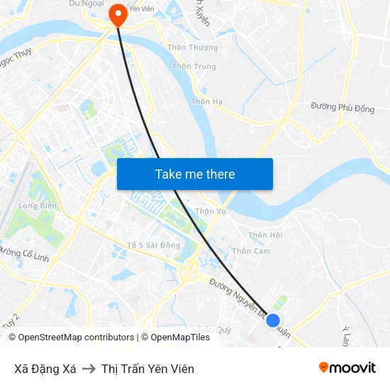 Xã Đặng Xá to Thị Trấn Yên Viên map