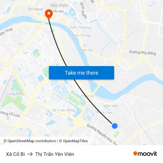 Xã Cổ Bi to Thị Trấn Yên Viên map