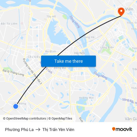Phường Phú La to Thị Trấn Yên Viên map
