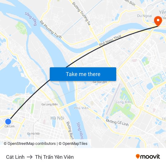 Cát Linh to Thị Trấn Yên Viên map