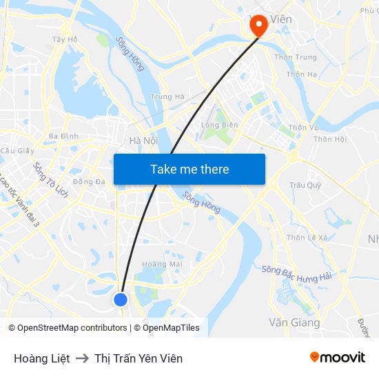 Hoàng Liệt to Thị Trấn Yên Viên map